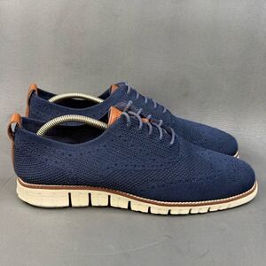 Cole Haan Men Zerogrand Stitchlite Oxford Navy Knit Shoe size 11
